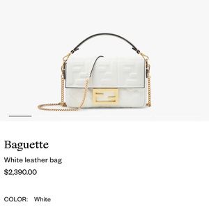 Fendi mini Baguette bag made of white soft nappa leather